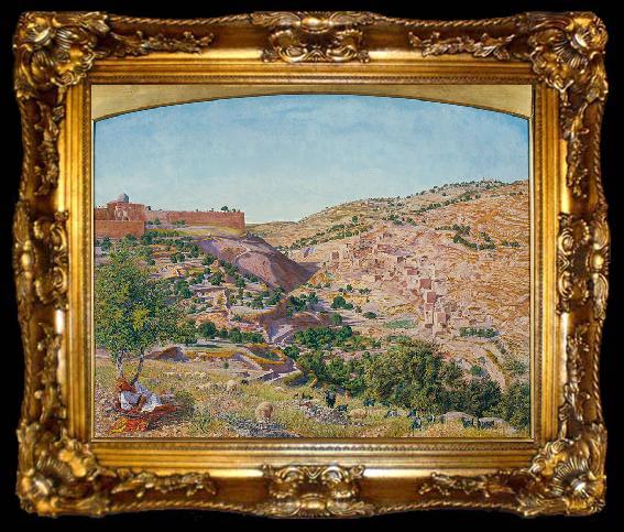 framed  Thomas Seddon Jerusalem and the Valley of Jehoshaphat from the Hill of Evil Counsel, ta009-2